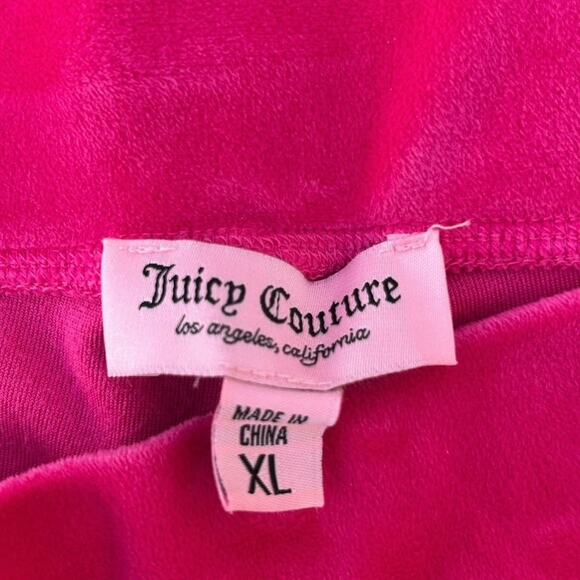 Juicy Couture Velour Track Pants Rhinestone Hot Pink Womens size XL Cozycore Y2K - Picture 6 of 7